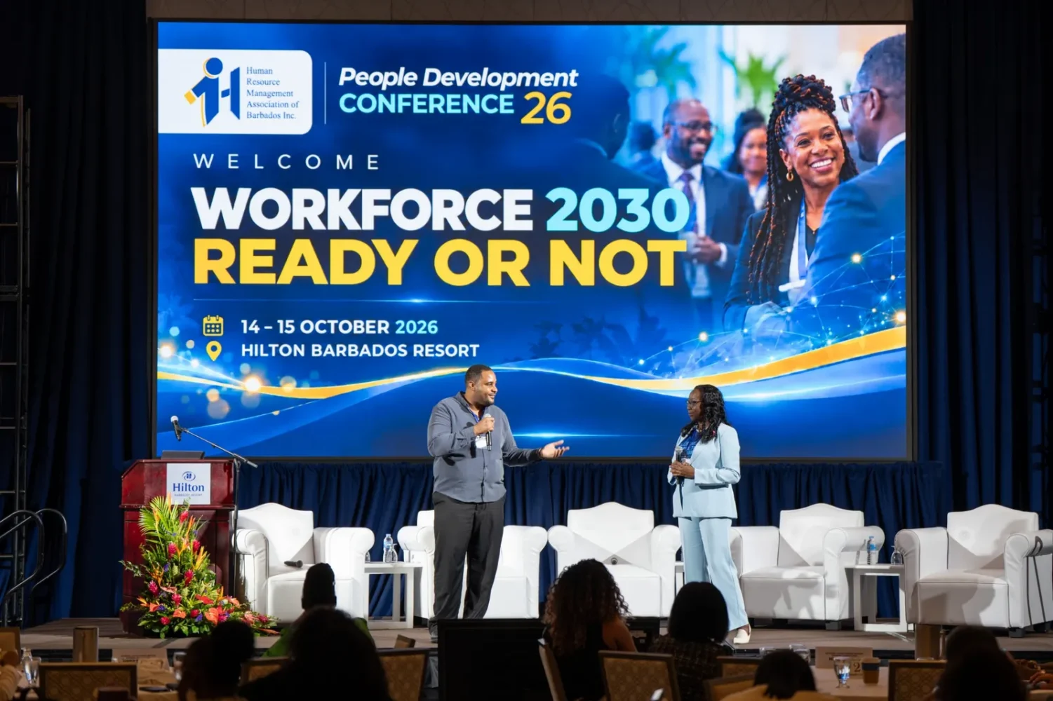 On stage at the HRMAB People Development Conference 2026, under the theme Workforce 2030: Ready or Not
