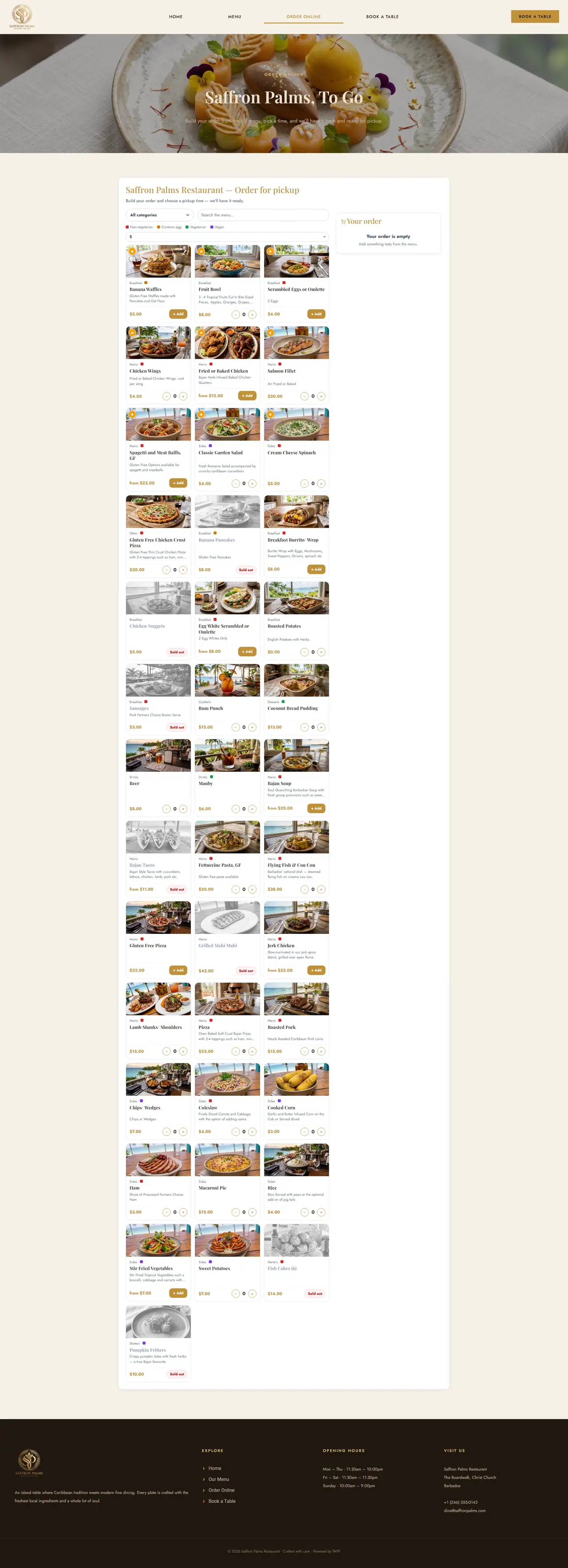 Ordering online from Saffron Palms