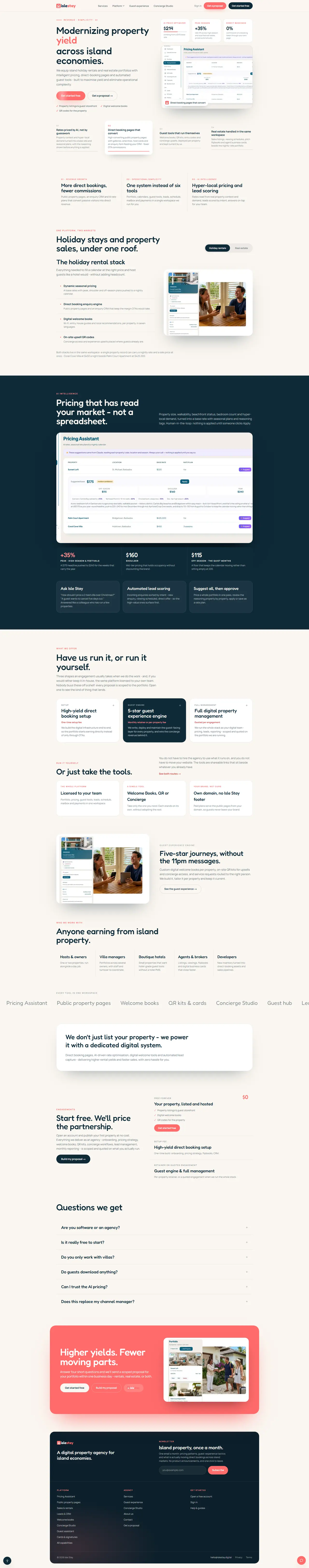 The Isle Stay home page, from top to bottom